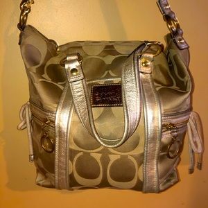 Gold Coach poppy sateen shoulder bag